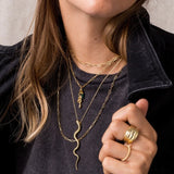 925 Silver Necklace Snake Pendant 18K Collar Joyero
