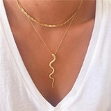 925 Silver Necklace Snake Pendant 18K Collar Joyero