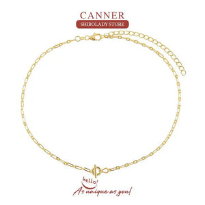Real 925 Sterling Silver Necklace Ins Minimalist Word Ot Buckle Necklace