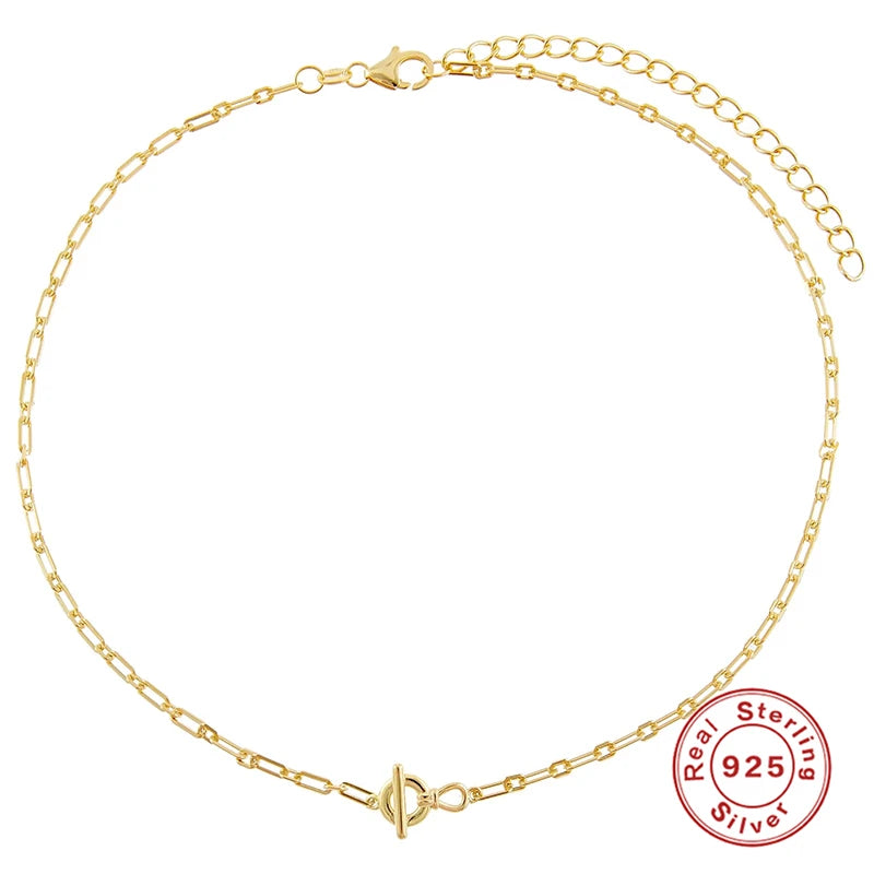 Real 925 Sterling Silver Necklace Ins Minimalist Word Ot Buckle Necklace