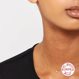 925 Silver Necklace Square Diamond Choker Chain