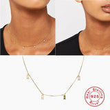 925 Silver Necklace Square Diamond Choker Chain