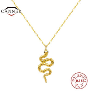 925 Silver Snake Pendant Necklace for Women