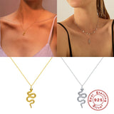 925 Silver Snake Pendant Necklace for Women