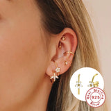 925 Silver Petal Lightning Stud Earrings for Women Geometric Ear Wrap Jewelry