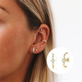 925 Silver Petal Lightning Stud Earrings for Women Geometric Ear Wrap Jewelry