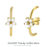 925 Silver Petal Lightning Stud Earrings for Women Geometric Ear Wrap Jewelry