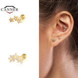 925 Silver Rainbow Zircon Stud Earrings Women Small Piercing Jewelry