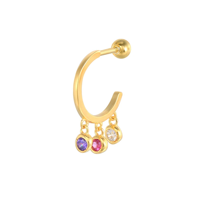 925 Silver Rainbow Zircon Stud Earrings Women Small Piercing Jewelry
