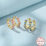 925 Silver Hoop Earring Red Zircon Minimalist Jewelry