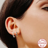 925 Silver Hoop Earring Red Zircon Minimalist Jewelry