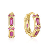 925 Silver Hoop Earring Red Zircon Minimalist Jewelry