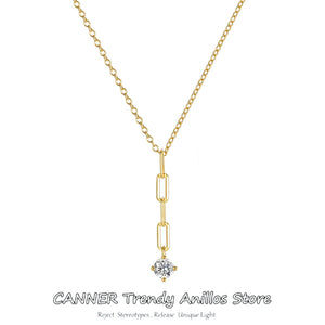 Real 925 Silver Crystal Zircon Pendant Necklace Women Rhinestone Jewelry