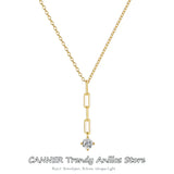 Real 925 Silver Crystal Zircon Pendant Necklace Women Rhinestone Jewelry