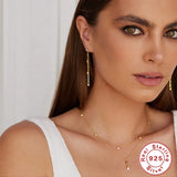 Real 925 Silver Crystal Zircon Pendant Necklace Women Rhinestone Jewelry