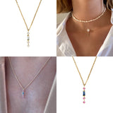 925 Silver Zircon Pendant Necklace Wedding Clavicle Chain