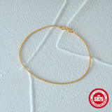 925 Sterling Silver Round Bead Women's Bracelet Charm Chain