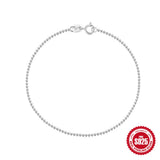 925 Sterling Silver Round Bead Women's Bracelet Charm Chain