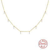 925 Sterling Silver Necklace Women Square Diamond Choker Collar