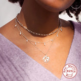 925 Sterling Silver Necklace Women Square Diamond Choker Collar