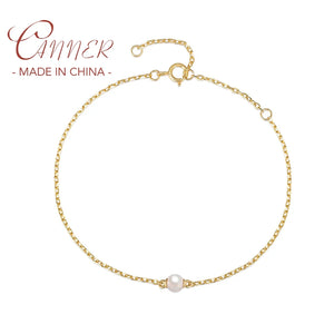 925 Sterling Silver Stackable Bangle Bracelet Chain Pearl Bracelet