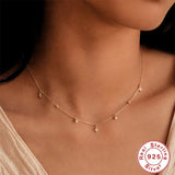 925 Silver Star Necklace Pearl Diamond Choker