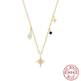 925 Silver Star Necklace Pearl Diamond Choker