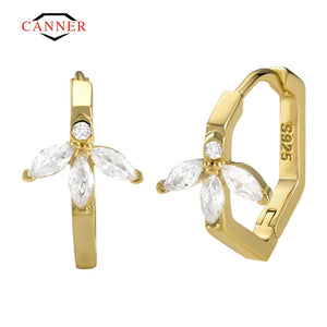 925 Silver Zircon Bee Hoop Earrings Fine Jewelry