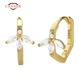 925 Silver Zircon Stone Piercing Huggie Hoop Earrings for Women
