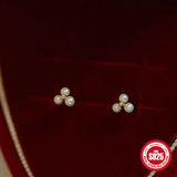 925 Sterling Silver Pearl Stud Earrings Girls Jewelry