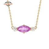 S925 Sterling Silver Pink Zircon Pendant Necklace for Women