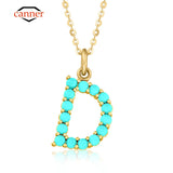 925 Silver Turquoise Initial Letter Necklace Pendant Wedding Jewelry