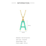 925 Silver Turquoise Initial Letter Necklace Pendant Wedding Jewelry