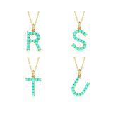 925 Silver Turquoise Initial Letter Necklace Pendant Wedding Jewelry