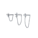 Real Silver 925 Chain Drop Earrings for Women