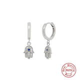 Real Silver 925 Mini Palm Drop Earrings Pendientes Jewelry