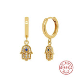 Real Silver 925 Mini Palm Drop Earrings Pendientes Jewelry