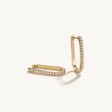 Silver 925 U-Shaped Diamond Drop Earrings for Women