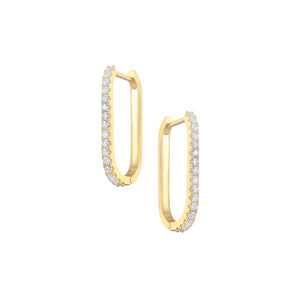 Silver 925 U-Shaped Diamond Drop Earrings for Women