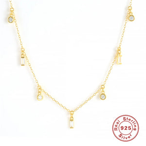 925 Silver Purple Zircon Necklace Pendant Choker Collar