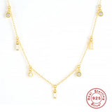 925 Silver Purple Zircon Necklace Pendant Choker Collar