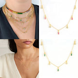 925 Silver Purple Zircon Necklace Pendant Choker Collar