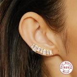 Rectangular Zircon 925 Sterling Silver Earring Studs