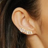 Rectangular Zircon 925 Sterling Silver Earring Studs