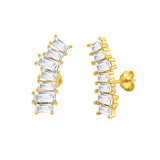 Rectangular Zircon 925 Sterling Silver Earring Studs