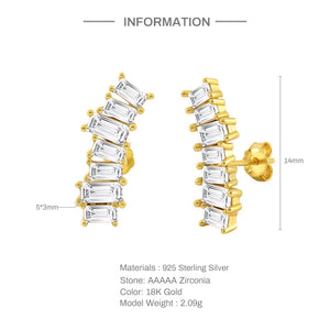 Rectangular Zircon 925 Sterling Silver Earring Studs