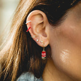 Red Jar 925 Sterling Silver Drop Earrings 18K Huggie Wedding Party Cartilage