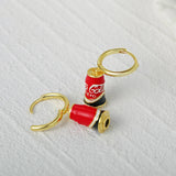 Red Jar 925 Sterling Silver Drop Earrings 18K Huggie Wedding Party Cartilage