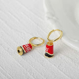 Red Jar 925 Sterling Silver Drop Earrings 18K Huggie Wedding Party Cartilage