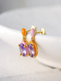 925 Silver Pink Enamel Star Moon Drop Earrings for Women Girls